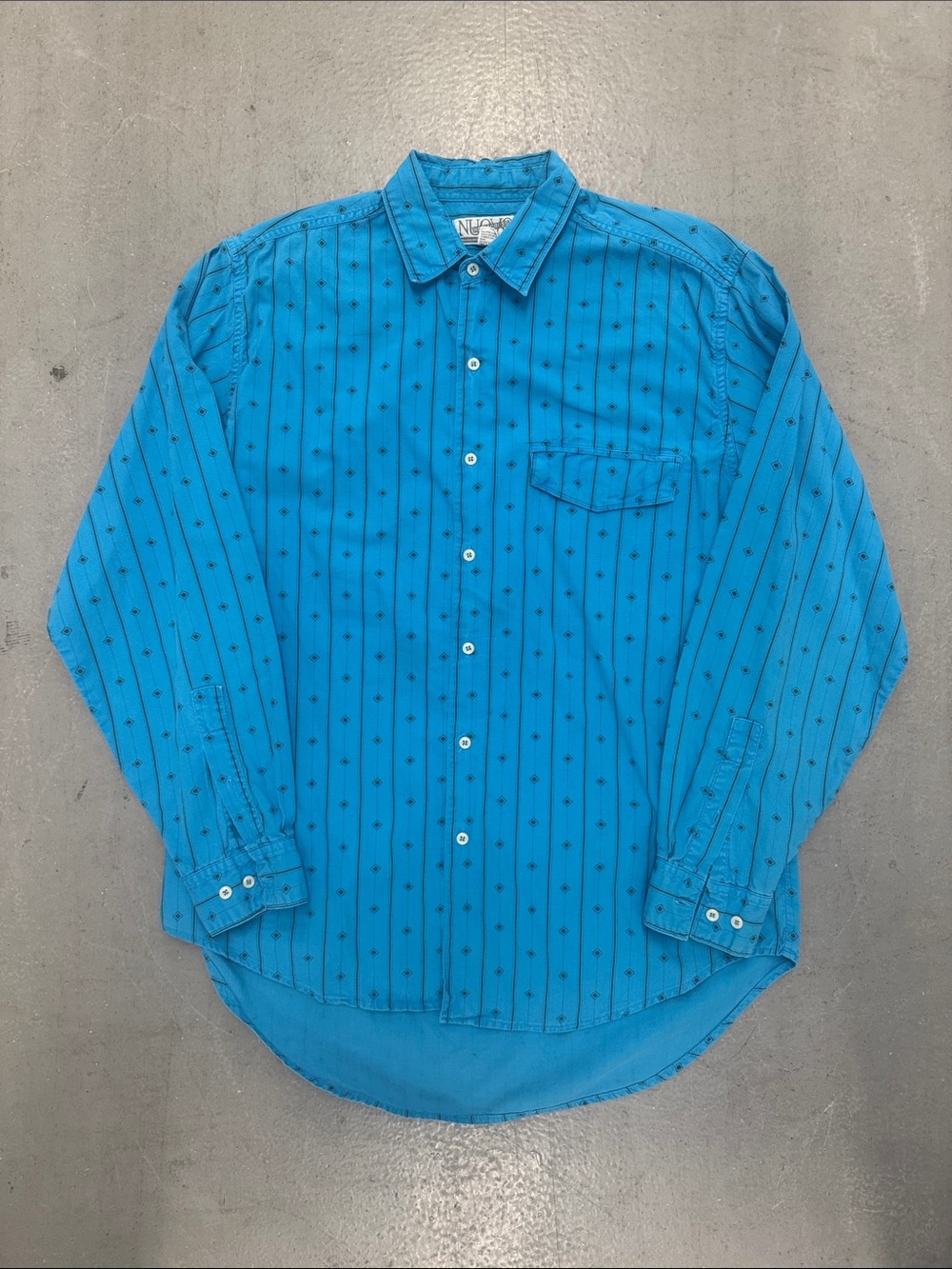 VTG 90s Nuovo New Forces Teal Button-Down Western Shirt Southwestern Motif M
